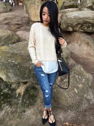 Knit Suede Elbow Patch Sweater